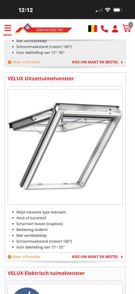 Velux uitsettuilelvenster sk06 hout incl gordijn, Ophalen, Gebruikt, 80 tot 120 cm, 80 tot 120 cm