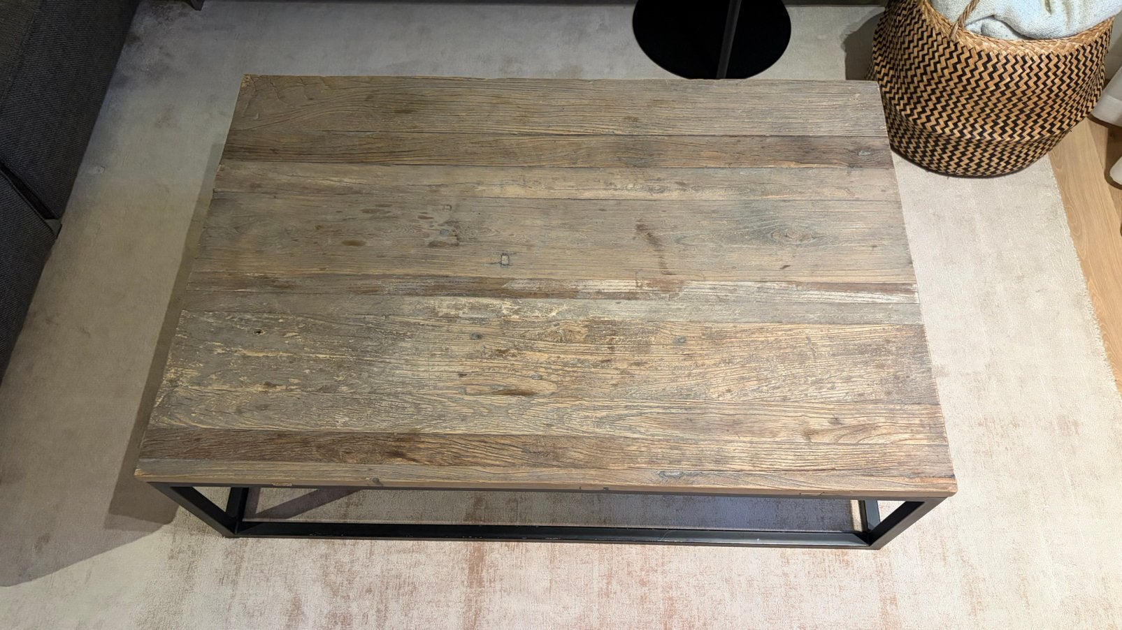 Salontafel hout met staal, 100 à 150 cm, Comme neuf, Enlèvement, 50 à 100 cm