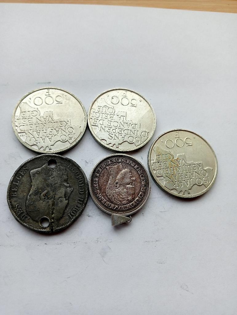 5 zilveren munten, Timbres & Monnaies, Monnaies | Belgique, Enlèvement, Argent, Série, Argent