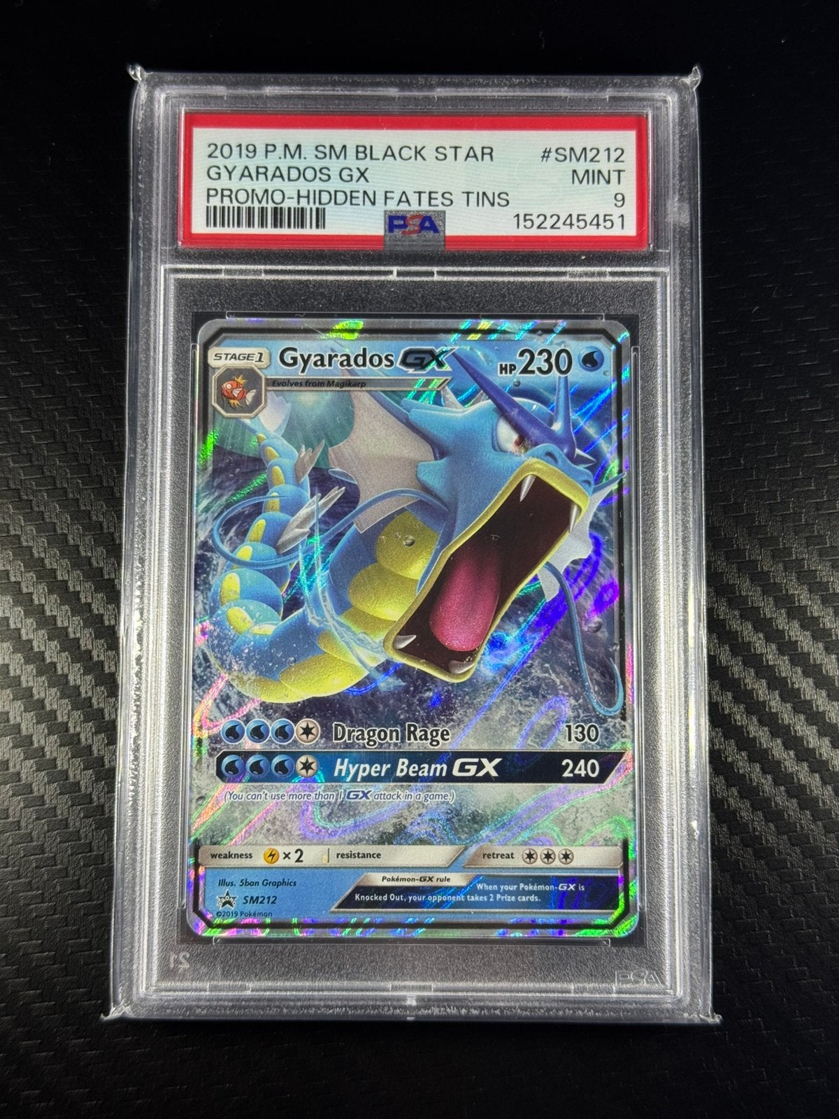 Gyarados GX | PSA 9 | Eau | Promo | 2019 | #SM212, Envoi, Neuf, Cartes en vrac