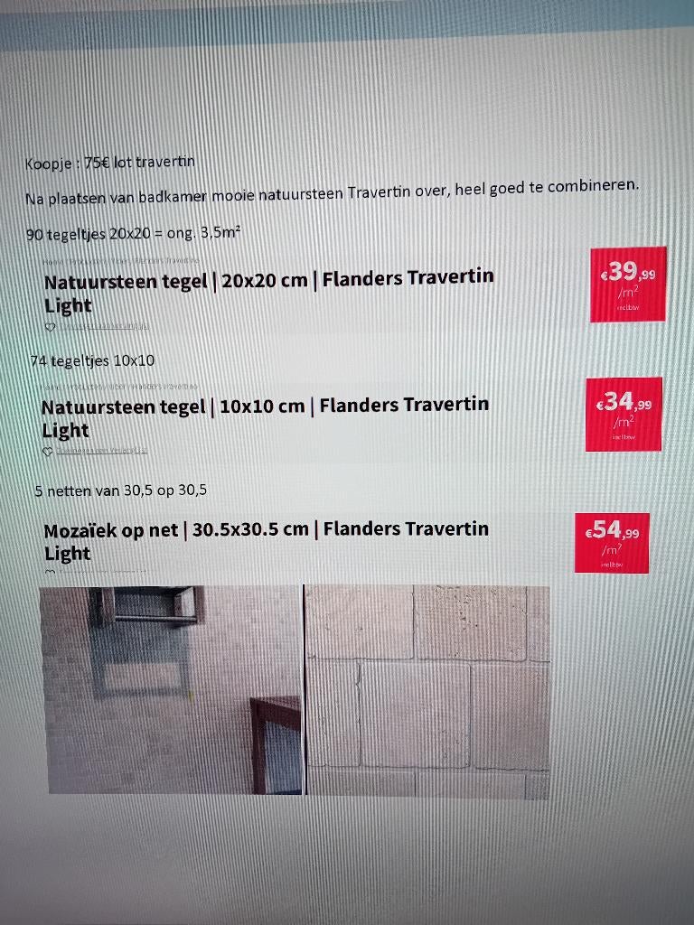 Natuursteen Travertin, Tuin en Terras, Ophalen, Nieuw, Natuursteen, Overige typen