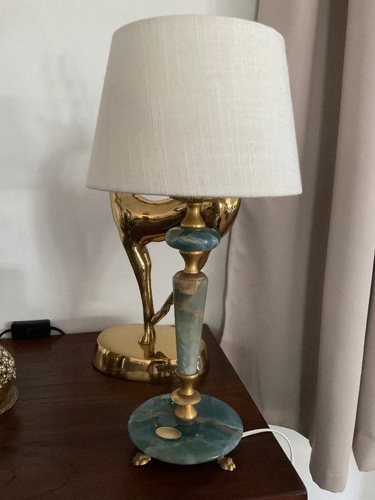 Oude Blauwe Onyx lamp / Staanlamp, Ophalen of Verzenden