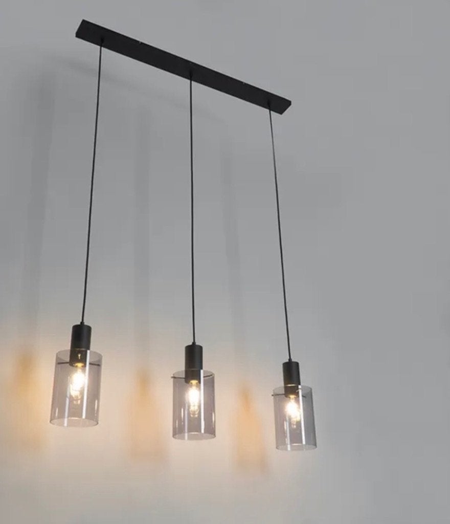 Hanglamp Smoke glas, Huis en Inrichting, Lampen | Hanglampen, Ophalen, E27 (groot), Industrieel, Glas