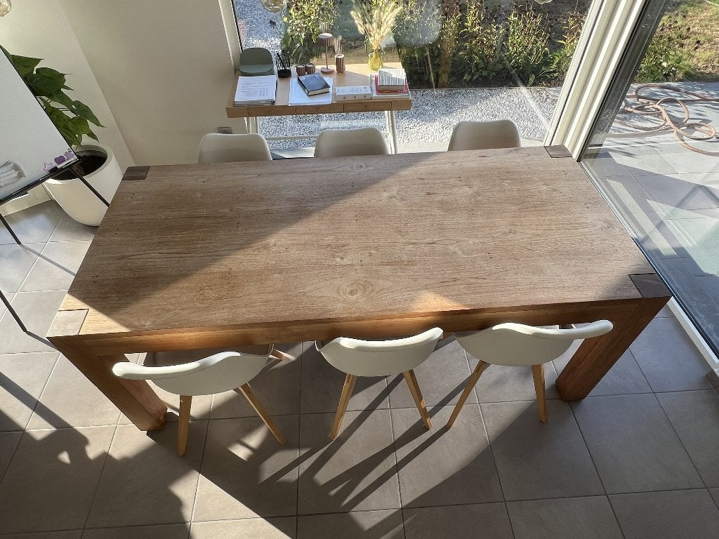 Eettafel + 6 stoelen teak, Huis en Inrichting, Ophalen, Gebruikt, 4 tot 6 stoelen