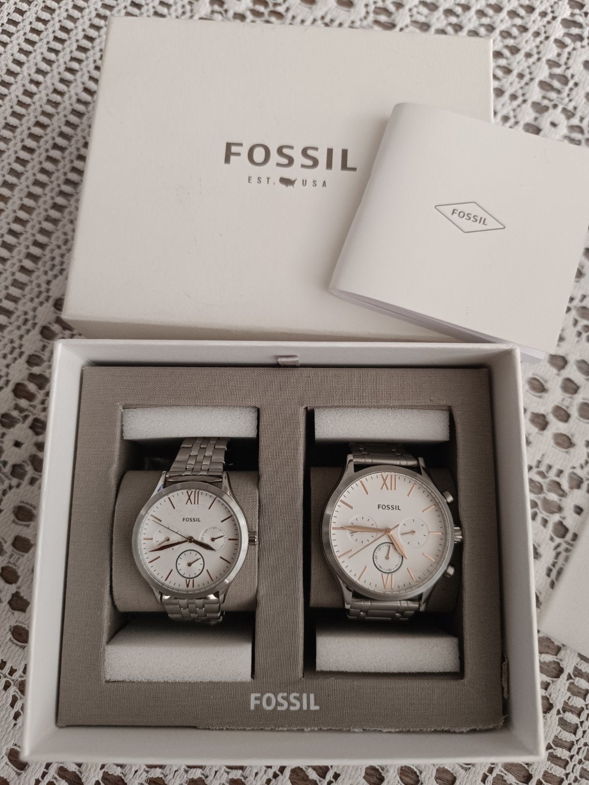 Coffret de 2 montres homme en acier fossil, Montre-bracelet, Enlèvement, Acier, Acier