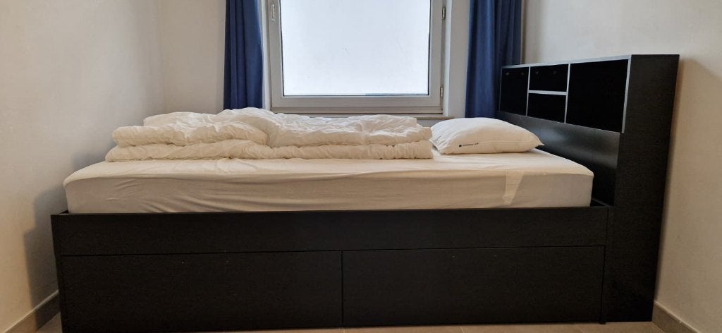 Ikea Lit, tête de lit, sommier à lattes, matelas & autre, Queen size, 140 cm, Enlèvement, Utilisé