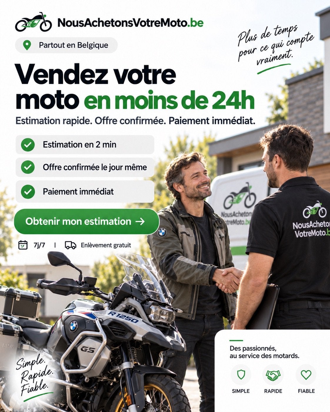 Rachat moto Yamaha Honda BMW Kawasaki KTM Paiement immediat, Motos, Enlèvement