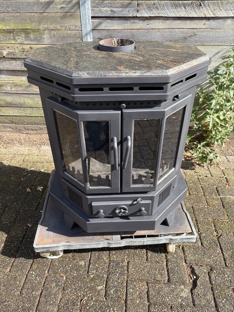 Reny Oslo XXL houtkachel met een speksteen bovenblad, Huis en Inrichting, Ophalen, Gebruikt, Houtkachel, Vrijstaand