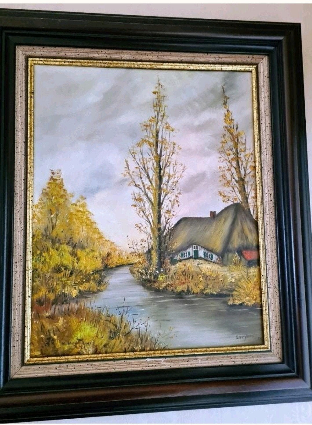 Boerderij, landschap gesigneerd,, Ophalen of Verzenden, Gesigneerd, Landschap