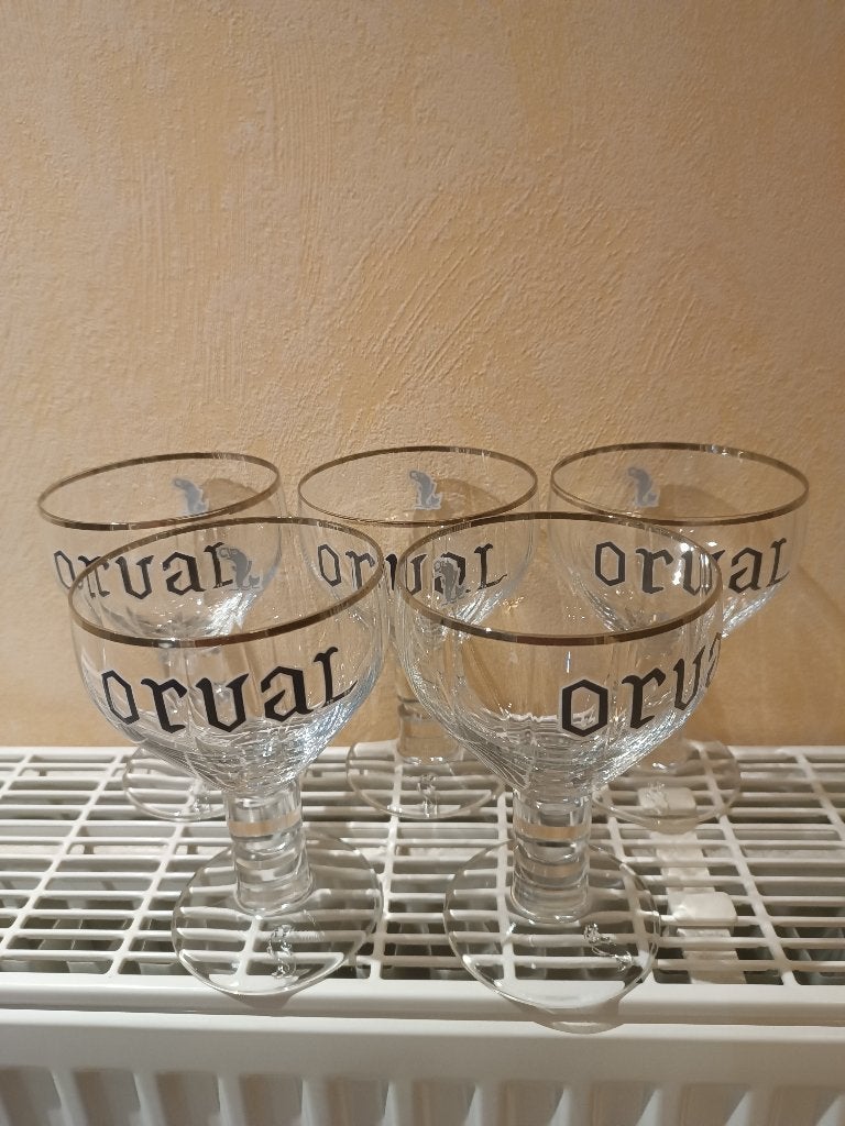 A vendre 5 verres orval, Collections, Enlèvement, Utilisé, Verre à bière
