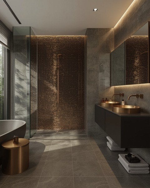 mozaiek glas brown gold 20mm, Overige materialen, Verzenden, Wandtegels, Nieuw