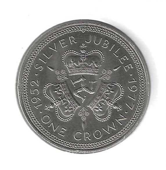 Isle of Man, 1 Crown 1977, Queen's Silver Jubilee., Postzegels en Munten, Ophalen of Verzenden, Overige landen, Losse munt