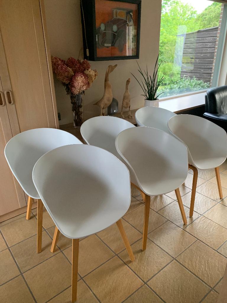 Hay stoel type aac22 - Wit/eiken, Huis en Inrichting, Ophalen, Gebruikt, Wit, Hout