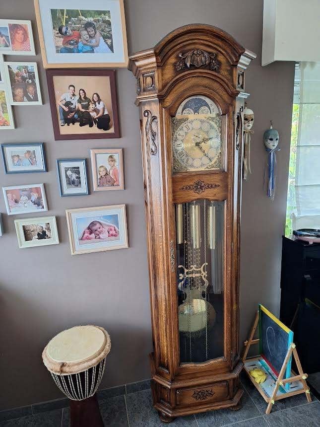 Horloge à pendule sur pied /chêne 3 mélodies + phase de lune, Enlèvement