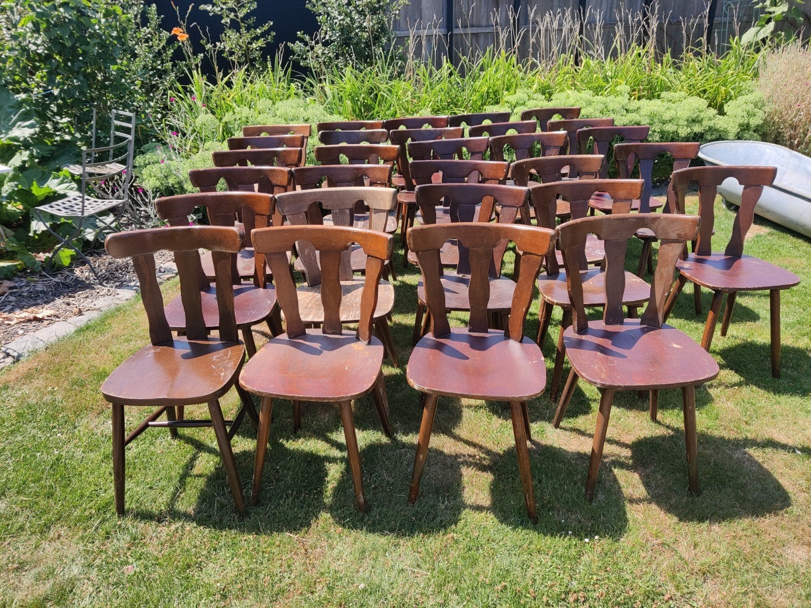 29 Houten cafestoelen per stuk, Huis en Inrichting, Ophalen, Gebruikt, Hout