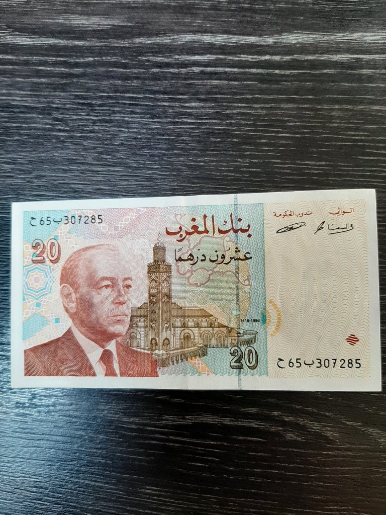 oud briefje 20 Dirham Marokko, Postzegels en Munten, Ophalen, Overige landen, Los biljet