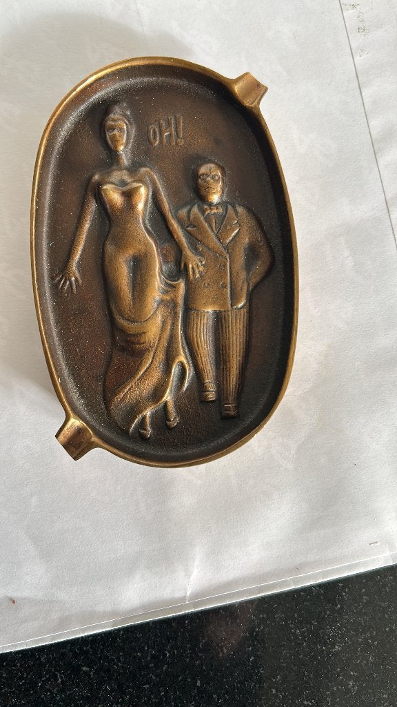 dubbelzijdige bronzen asbak in Art Deco, Ophalen