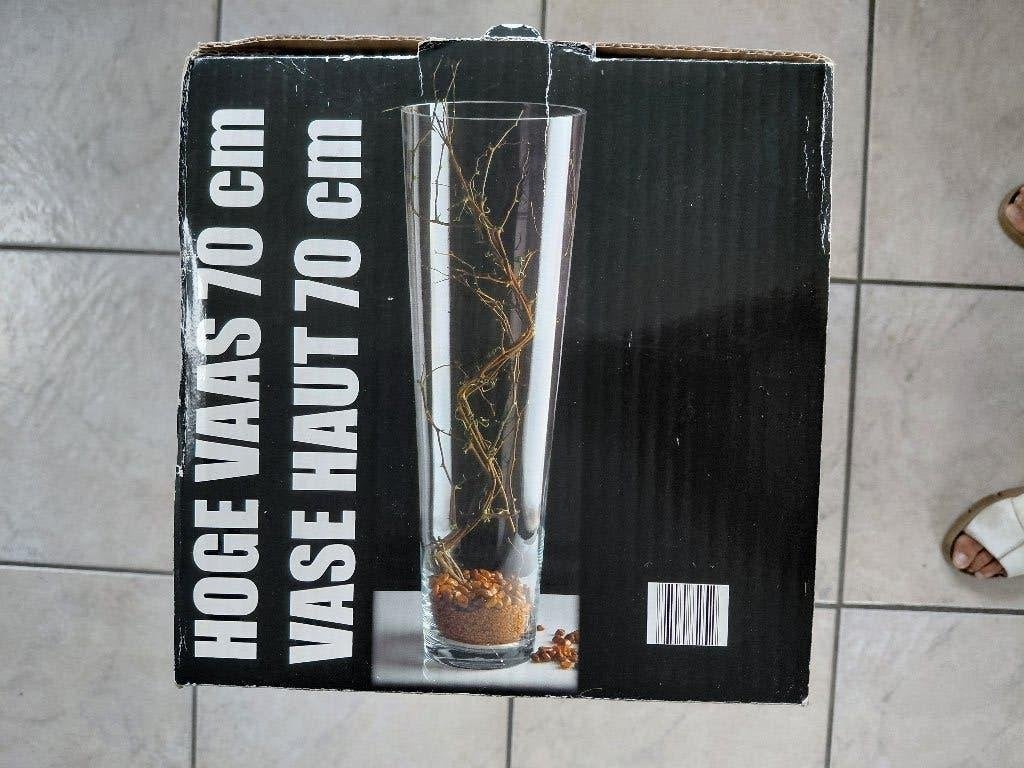 hoge vaas, Huis en Inrichting, Woonaccessoires | Vazen, Ophalen, Transparant, 70 cm, Glas