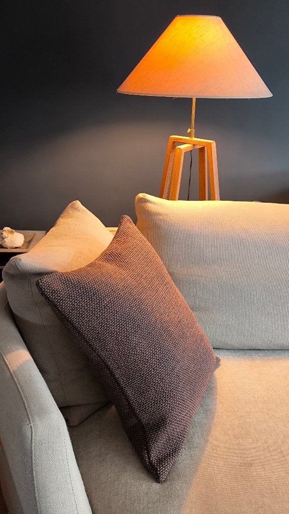 Sierkussen 55x55cm wol anthraciet-oranje, Huis en Inrichting, Woonaccessoires | Kussens, Ophalen, Dubbelzijdig, Meerkleurig, Vierkant