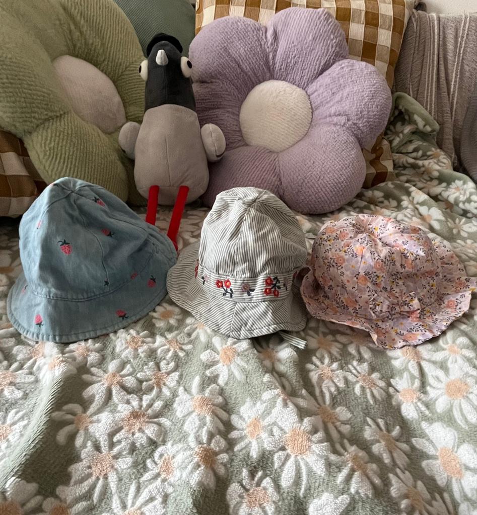 Set van 3 Sergeant Major zomermutsen t2 (6-9 maanden), Kinderen en Baby's, Babykleding | Petten en Hoeden, Ophalen, Meisje, Hoed