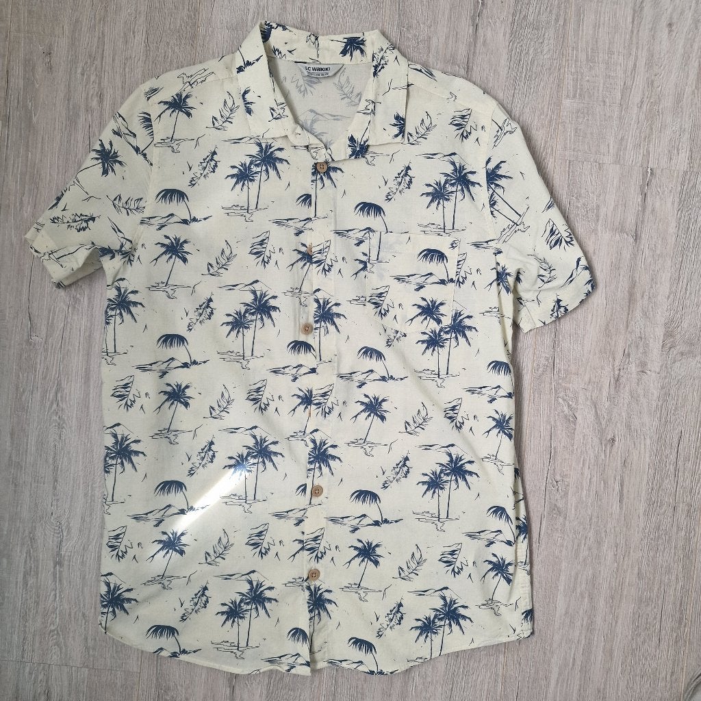 Hemd LC Waikiki 146 - 152 palmbomen, Ophalen of Verzenden, Zo goed als nieuw, Jongen, Overhemd of Blouse