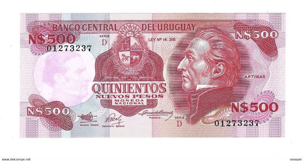 urugauy 500 pesos 1991 63a unc, Timbres & Monnaies, Billets de banque | Amérique, Envoi, Amérique du Sud, Billets en vrac
