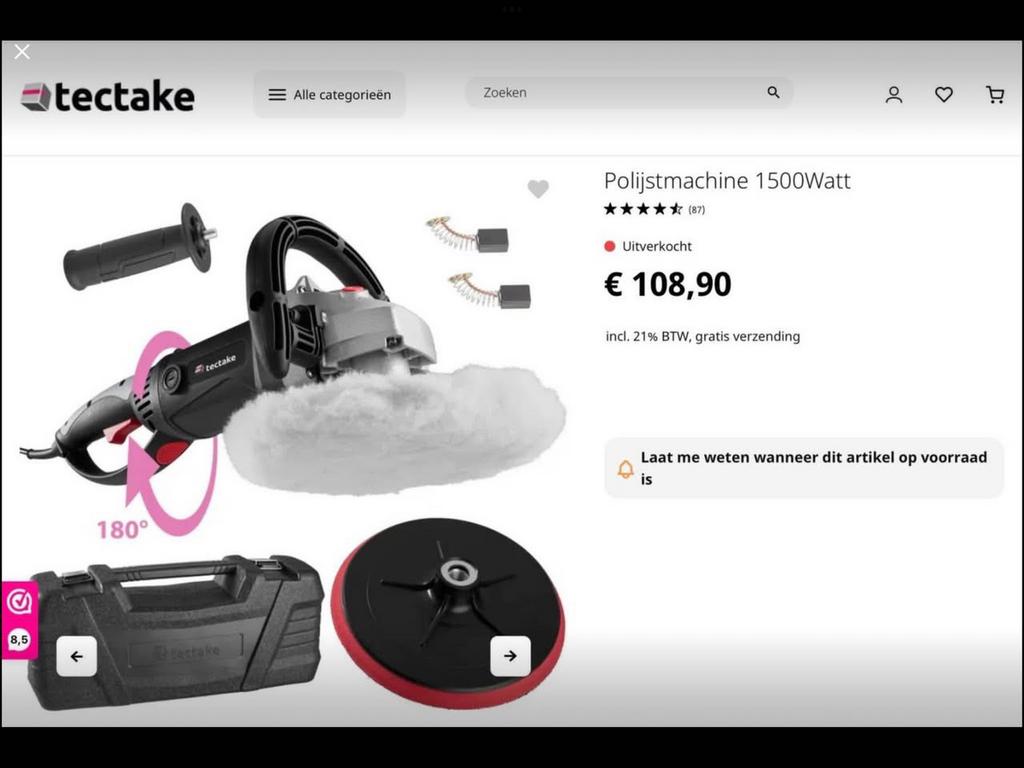 Polijstmachine TECTAKE 1500 watt - NIEUW, Doe-het-zelf en Bouw, Gereedschap | Slijpmachines, Nieuw, Ophalen