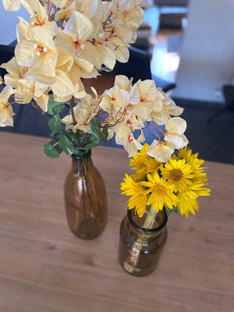 Set à 2 glazen vazen, Huis en Inrichting, Ophalen, Transparant, Geschikt voor droogbloemen, Glas