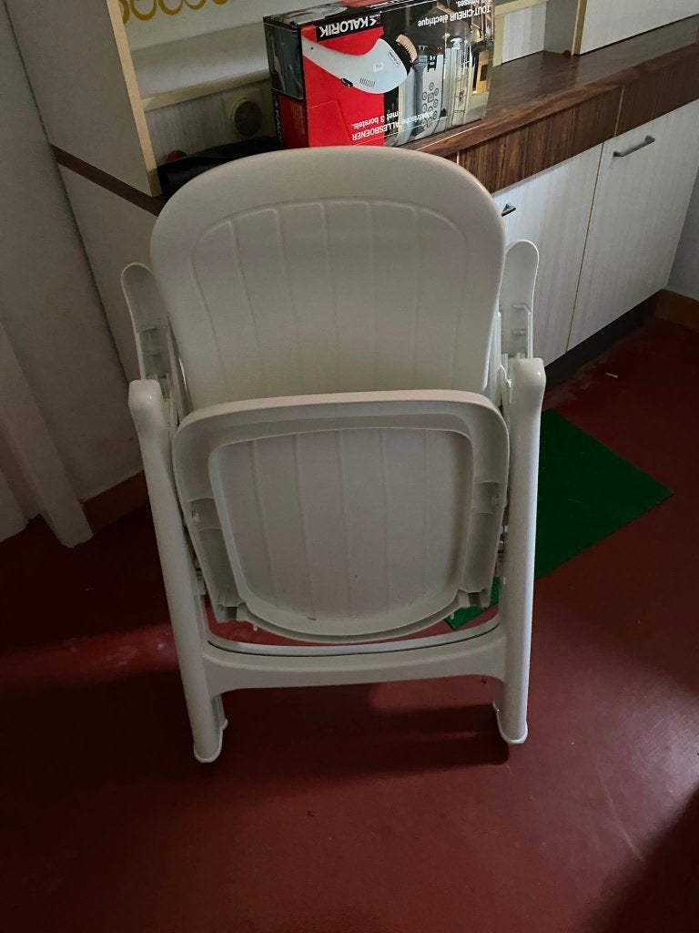 Lot de 4 chaises de jardin pliables blanches (réglables), Jardin & Terrasse, Chaises de jardin, Enlèvement, Comme neuf, Synthétique