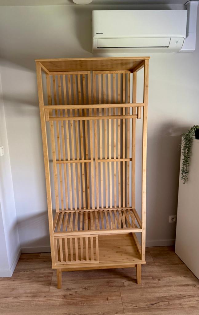 Open bamboo wardrobe 80x187x47, 25 à 50 cm, Avec tablette(s), Utilisé, 50 à 100 cm