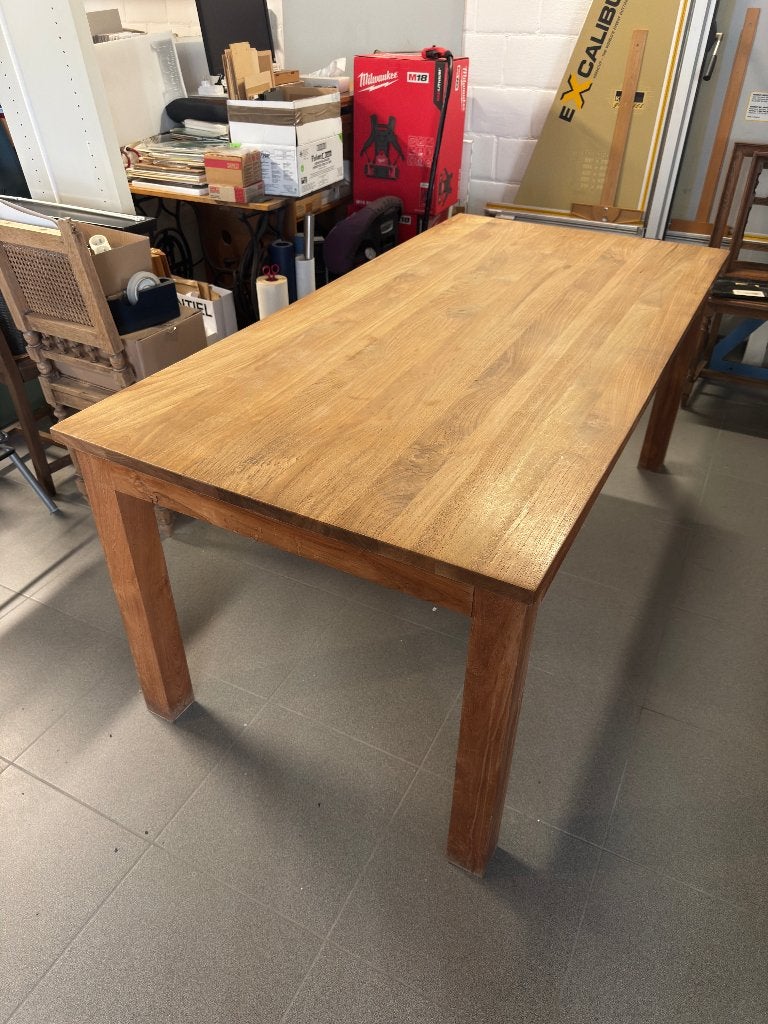 Massief teaken eettafel Ethnicraft, Ophalen, Teakhout, 50 tot 100 cm, Zo goed als nieuw