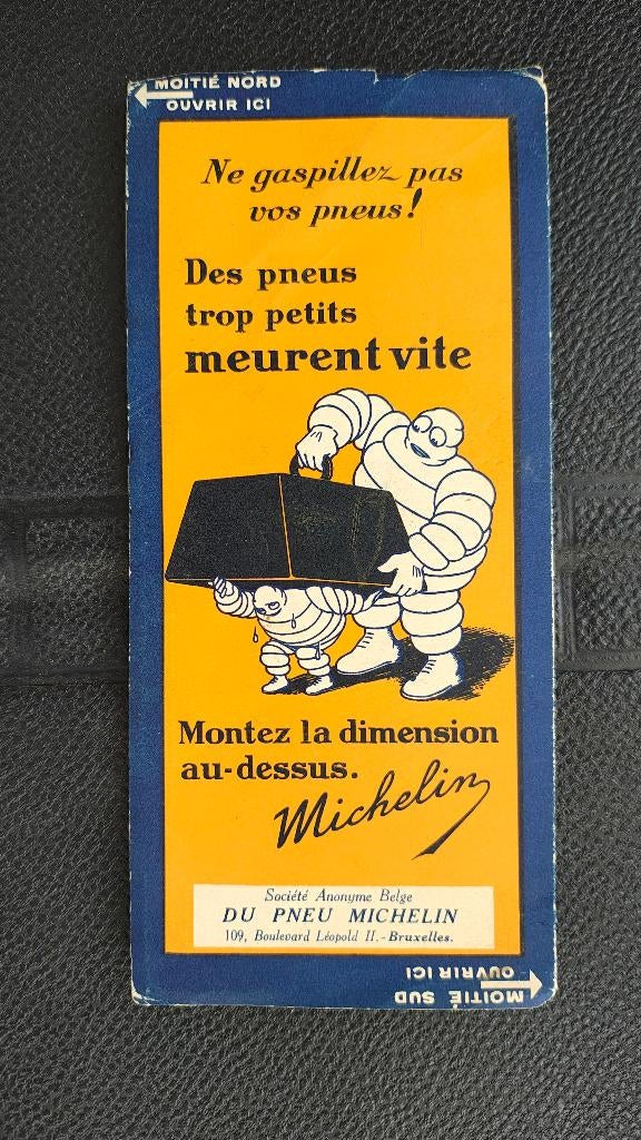 Carte routière Belgique Bruxelles - Ostende  pneu Michelin, Envoi, Utilisé, Michelin, Belgique
