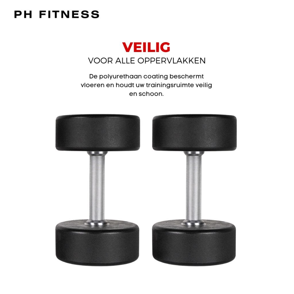 PH Fitness Ronde PU Dumbbells - 2KG t/m 20KG - €2,00 per KG, Enlèvement ou Envoi, Neuf, Bras, Haltère