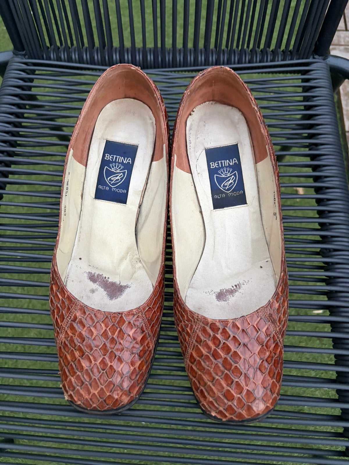Vintage slangenlederen pump, 38, bettina alta, Kleding | Dames, Ophalen of Verzenden, Zo goed als nieuw, Pumps