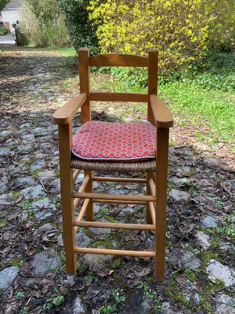 Ancienne chaise haute enfant, assise en paille., Enlèvement, Utilisé, Chaise de table