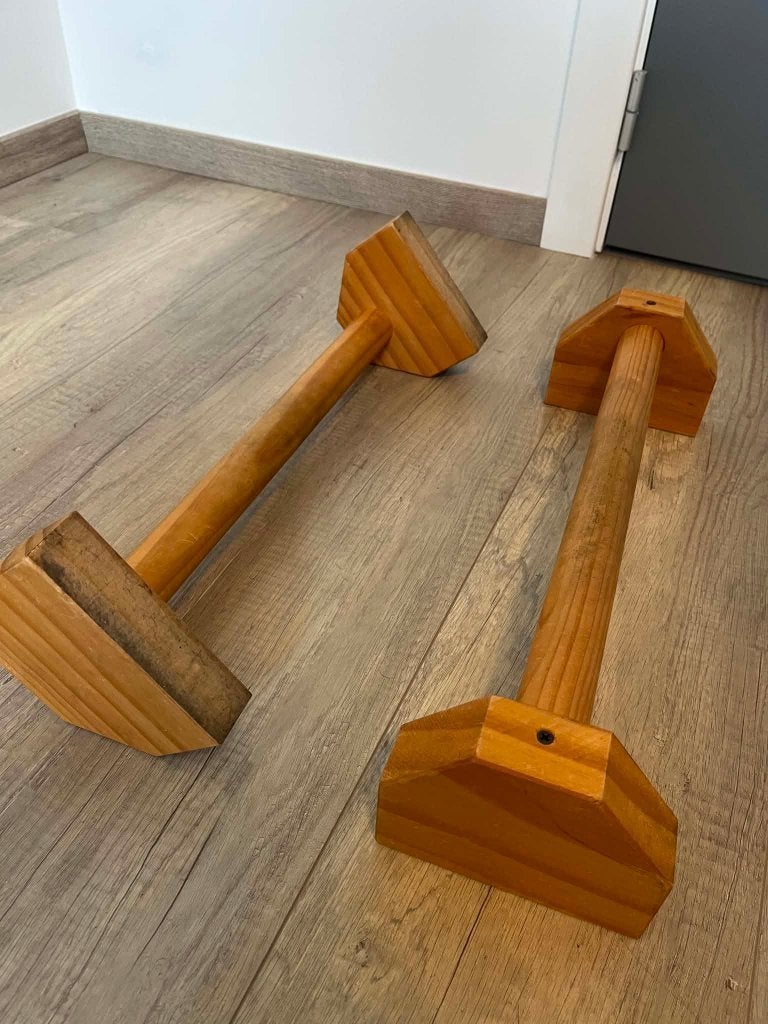 Houten parallettes, Sports & Fitness, Équipement de fitness, Enlèvement, Utilisé, Bras, Barre de push-up