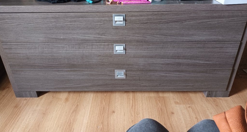 Ensemble Lit, tables de chevet, commode à tiroirs, Ophalen, Zo goed als nieuw, Twijfelaar, Moderne