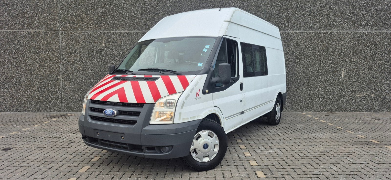Ford Transit Maxi Dubbel Cabine 80dkm, Auto's, Dealer onderhouden, Wit, Bedrijf, Diesel