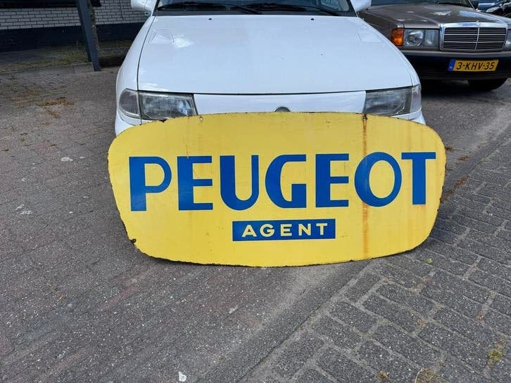 Oud Peugeot Agent Emaille Reclamebord