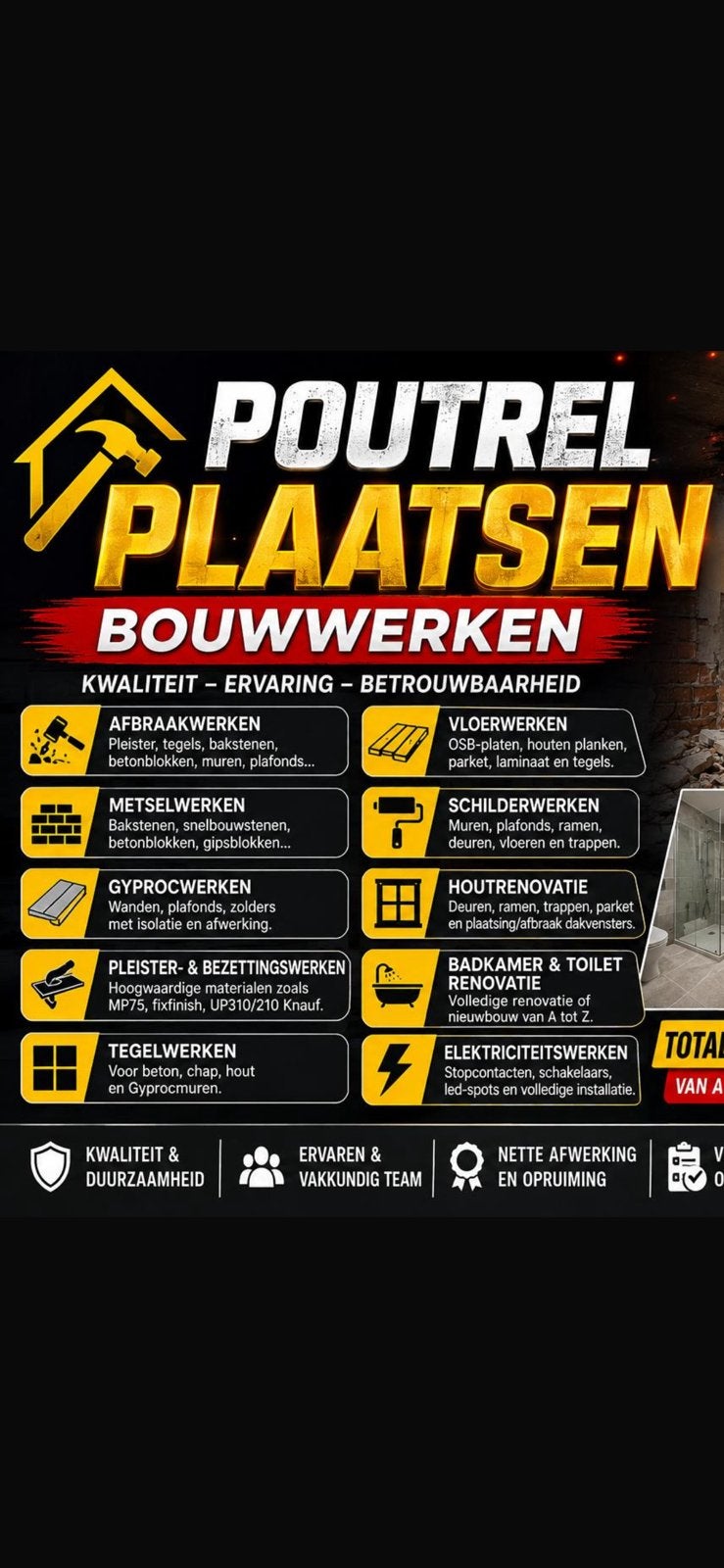 Poutrel plaatsen bouwwerken Professionele renovatiediensten, Ophalen of Verzenden