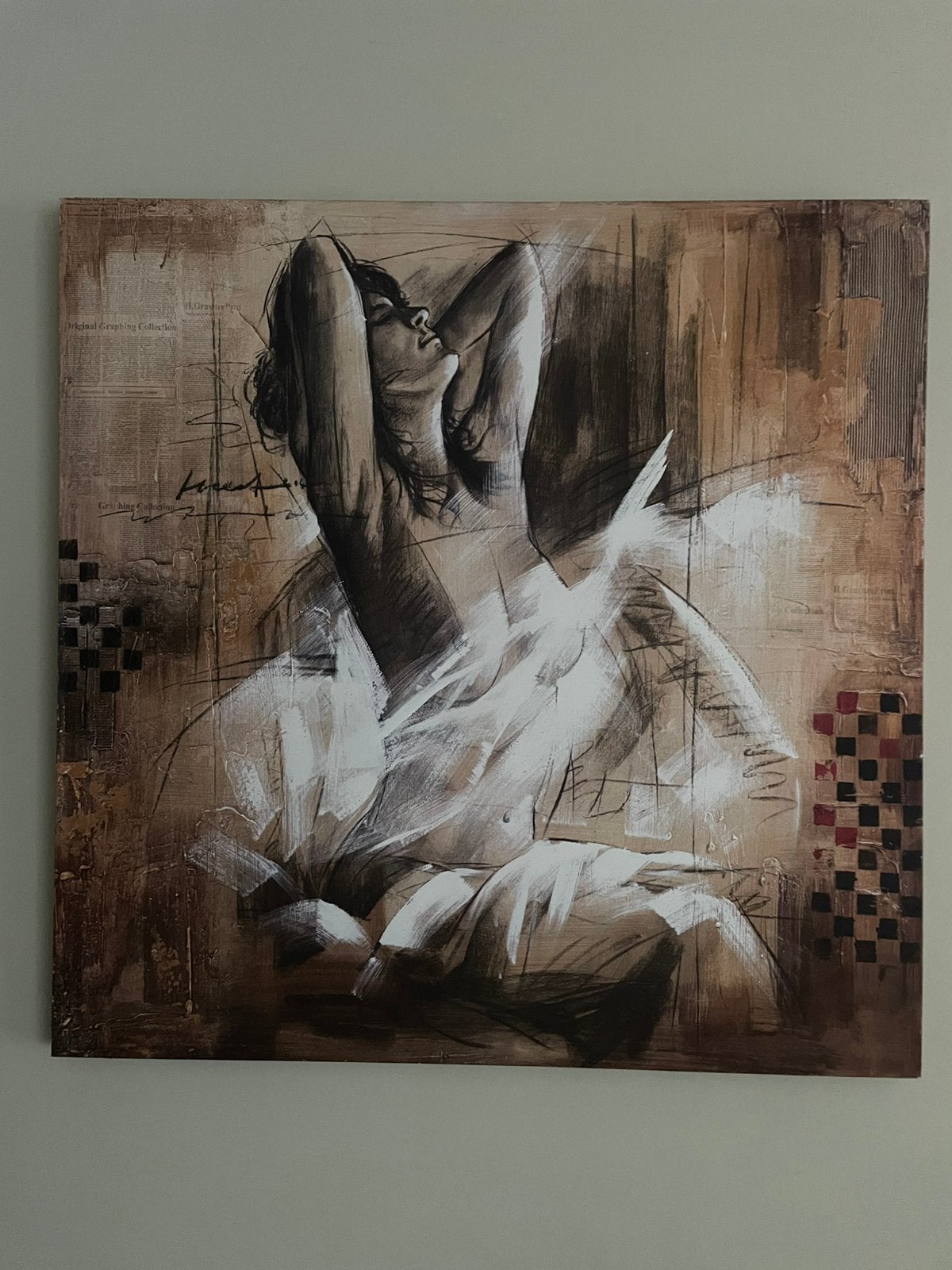 Mooie grote canvas 100 x100 cm - vrouwelijk naakt, Ophalen