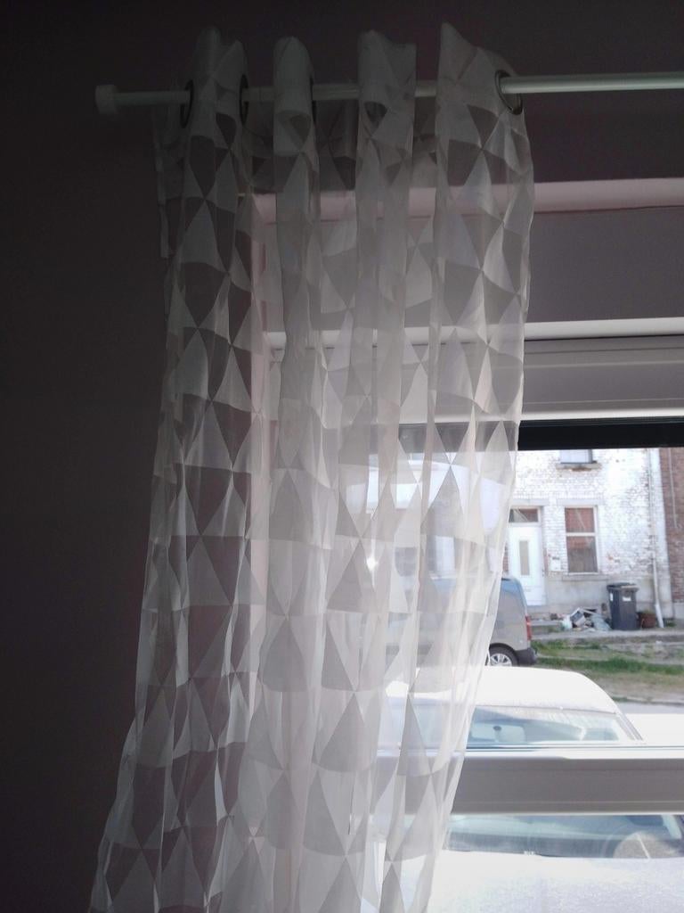 Rideau voilage à œillets avec triangles, Enlèvement ou Envoi, Comme neuf, Blanc