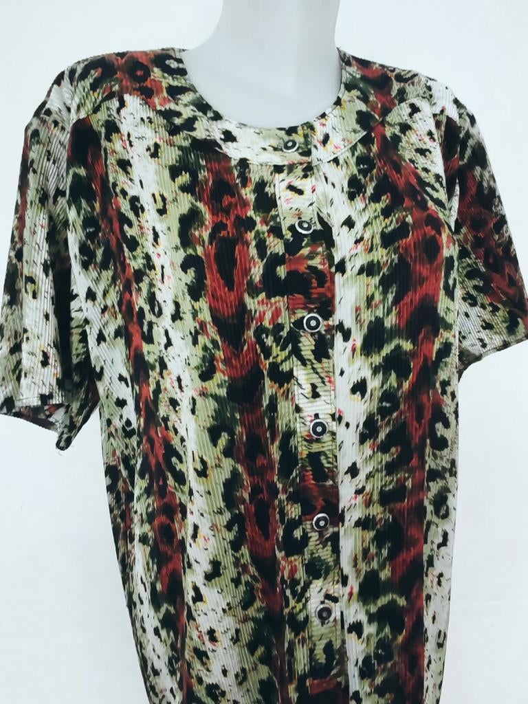XXL haut imprimé léopard coloré style Issey Miyake, Enlèvement ou Envoi, Rouge
