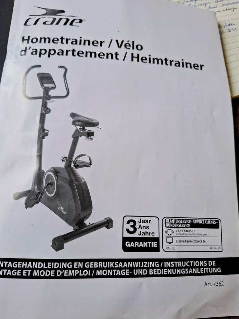 Vélo d'appartement, grue, rarement utilisé, comme neuf, Enlèvement, Comme neuf