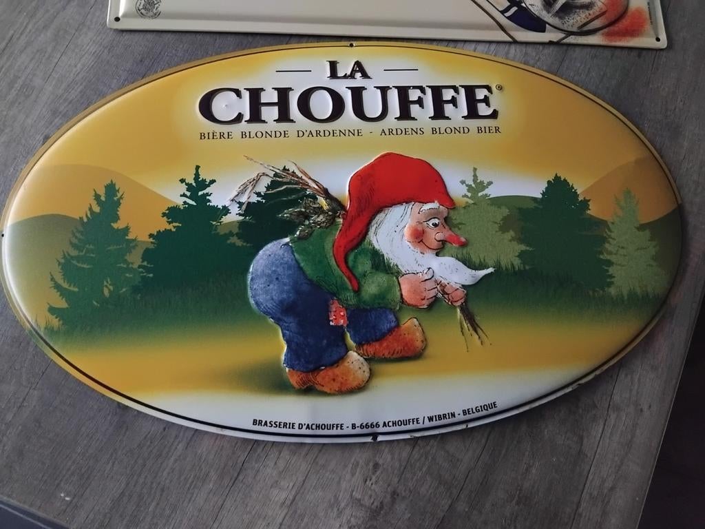 La chouffe  blikken reclame, Verzamelen, Ophalen of Verzenden