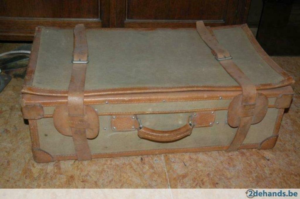 reiskoffer in leder en canvas, Antiek en Kunst, Ophalen
