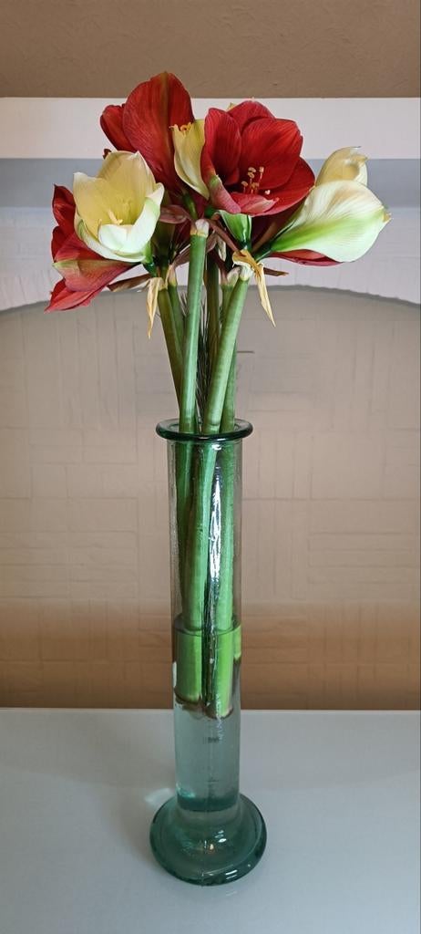 Vase cylindrique en verre de 57 cm de haut., Enlèvement ou Envoi, Comme neuf, Verre, Vert