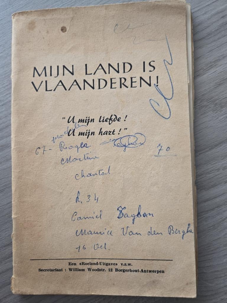 Mijn land is Vlaanderen liederenboek jaren '30, Antiek en Kunst, Antiek | Boeken en Manuscripten, Ophalen of Verzenden
