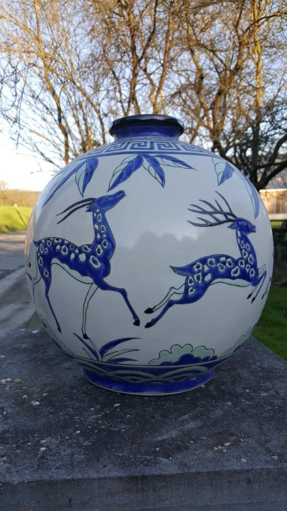 Magnifique grand vase "aux biches", Enlèvement ou Envoi