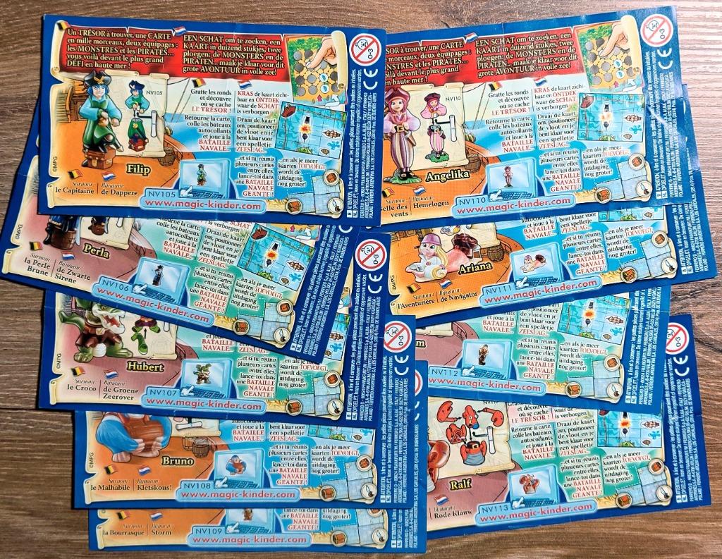 Série complète des 9 papiers Monstres & Pirates Benelux 2008, Enlèvement ou Envoi, Comme neuf, Figurines en plastique dur